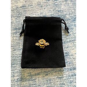 Gold Tone Black Yellow Rhinestone Bumble Bee Pin